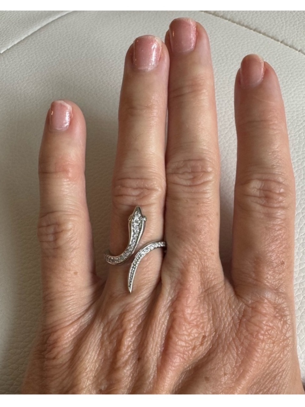 Silver Tone Snake Wrap Ring with Pavé Crystals New NWT